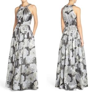 Eliza J Embellished Floral Jacquard Ballgown 2